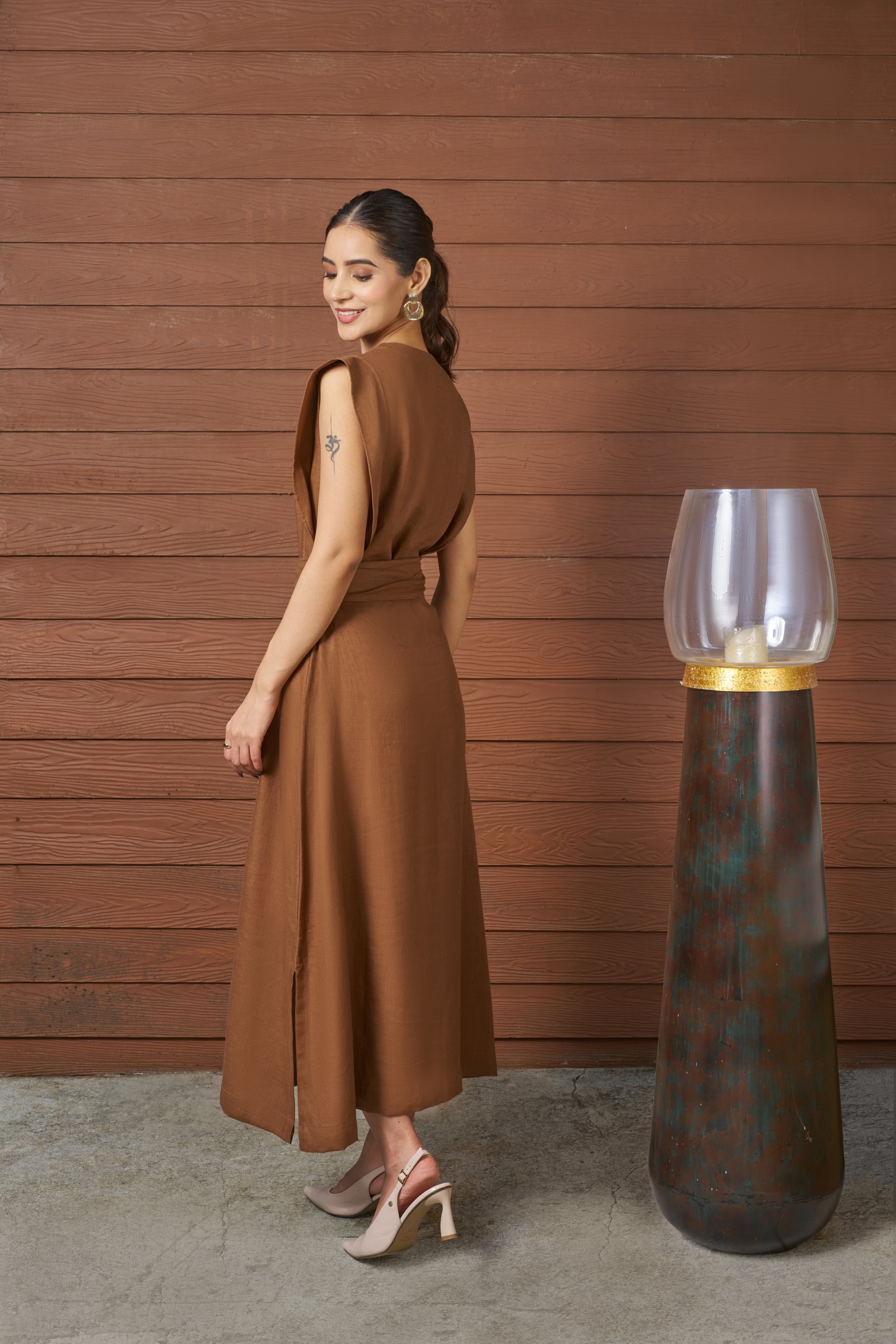a line v neck wedding guest dress Strapless A-Line Midi Dress with Deep V-Neck Wedding Guest Dress main image 1