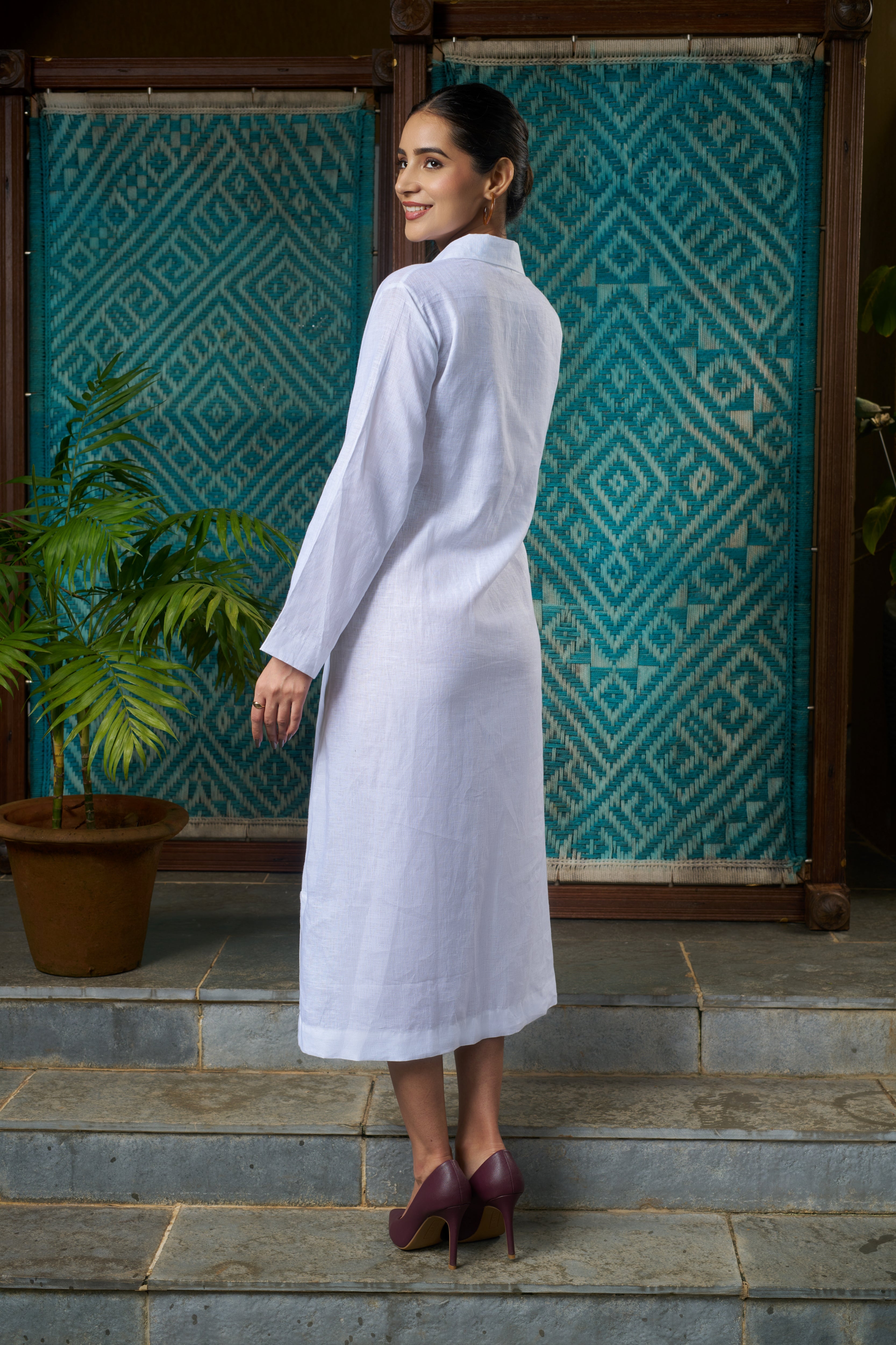 Woman wearing a white dress. everyday sustainable fashion India, Womens resort wear mumbai
