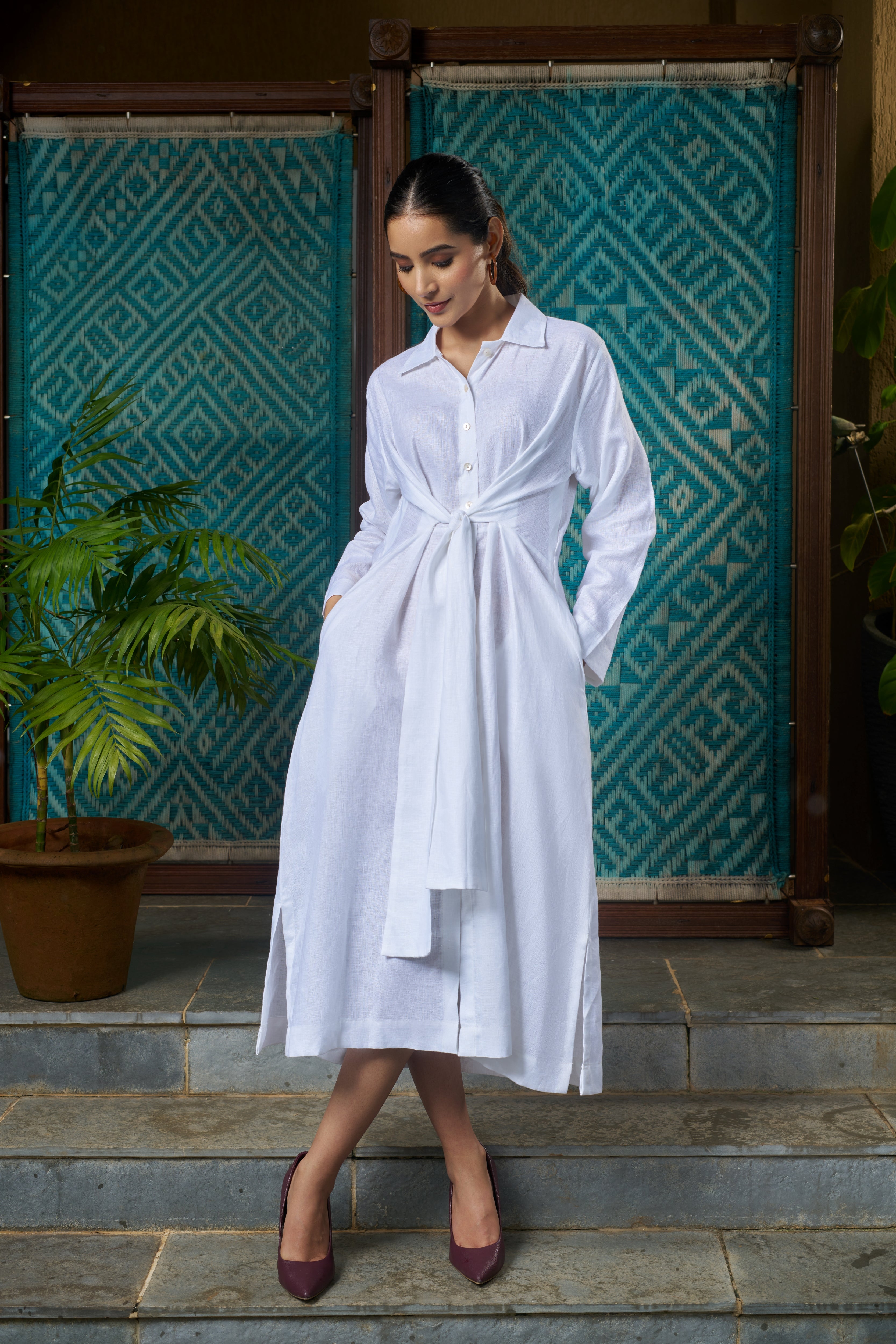 Woman wearing a white dress. everyday sustainable fashion India, Womens resort wear mumbai
